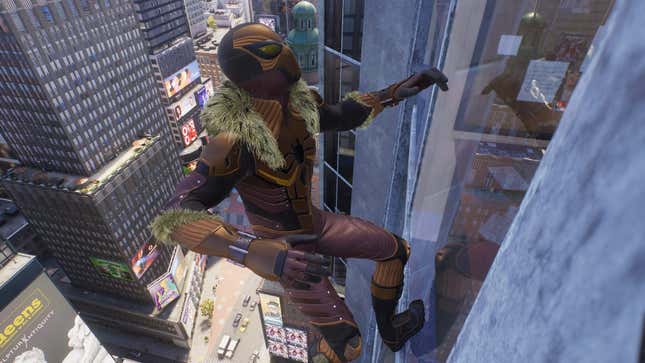 A Spider-Man 2 screenshot shows Peter Parker wearing his Last Hunt suit.